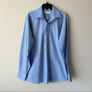 Michael  Kors Blue Striped Button Down Dress Shirt